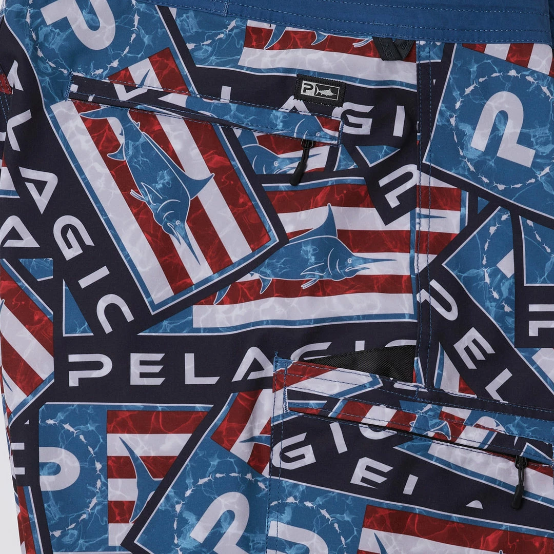 Apparel Blue Water Americamo Sticker Fishing Shorts 7 Apparel Blue Water Americamo Sticker Fishing Shorts